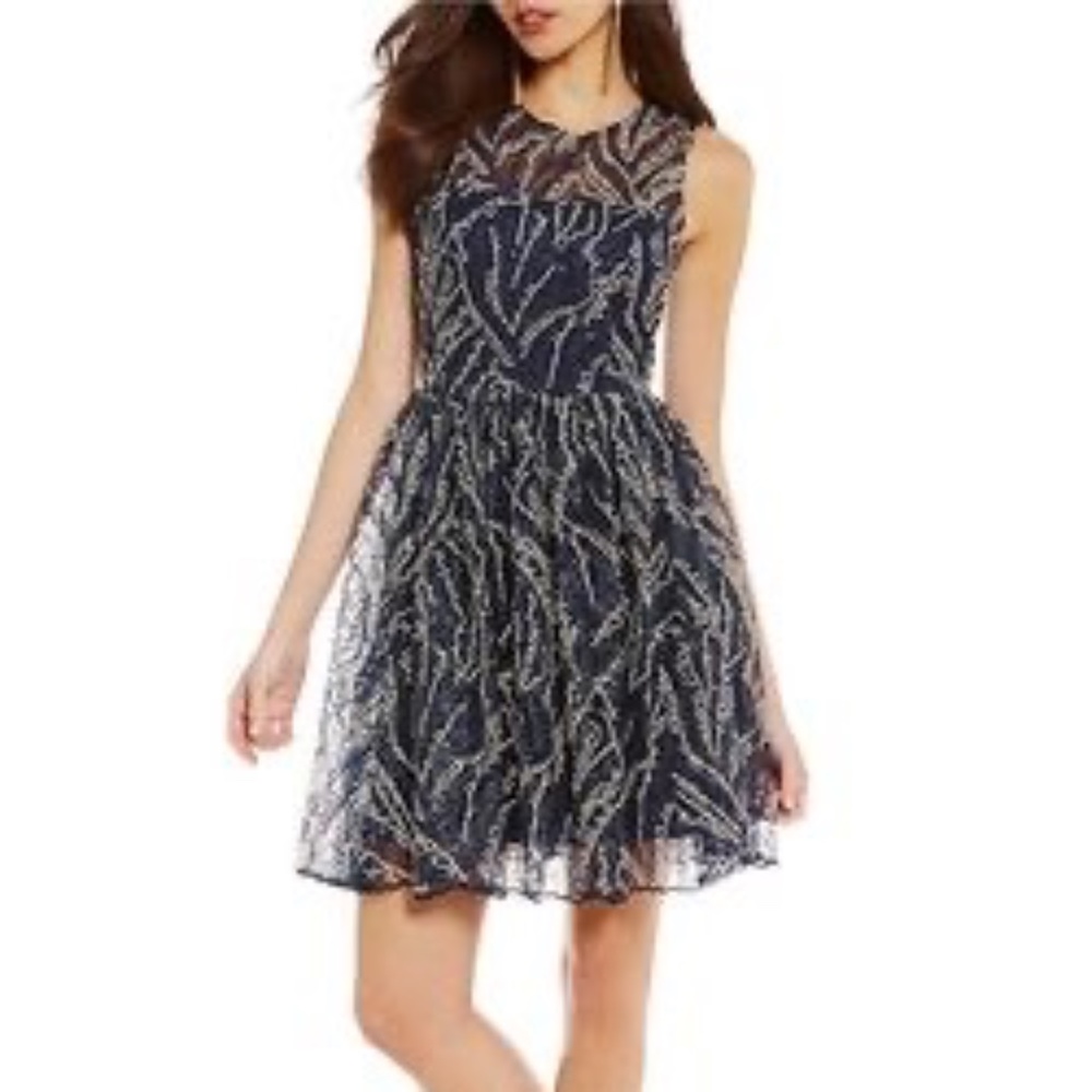 Badgley Mischka - Samara Dress - Navy & Gold